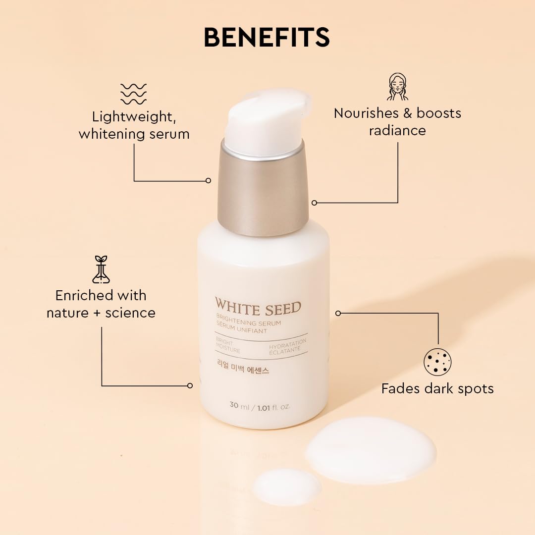 The Face Shop White Seed Brightening Face Serum 30ml β Niacinamide + Hyaluronic Acid Serum for Dark Spots, Pigmentation & Dullness | Fades Spots, Acne Scars, Evens Tone & Boosts Glow | Korean Skincare, Vegan 1