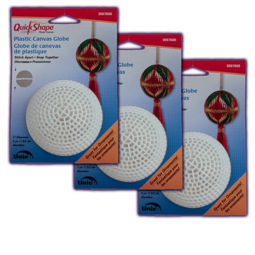 Plastic Canvas Globe 3-Pack - QuickShape® - 7 Count Mesh, Clear, Stitch Apart and Snap Together – Perfect for Ornaments, Craft and Needlepoint Projects