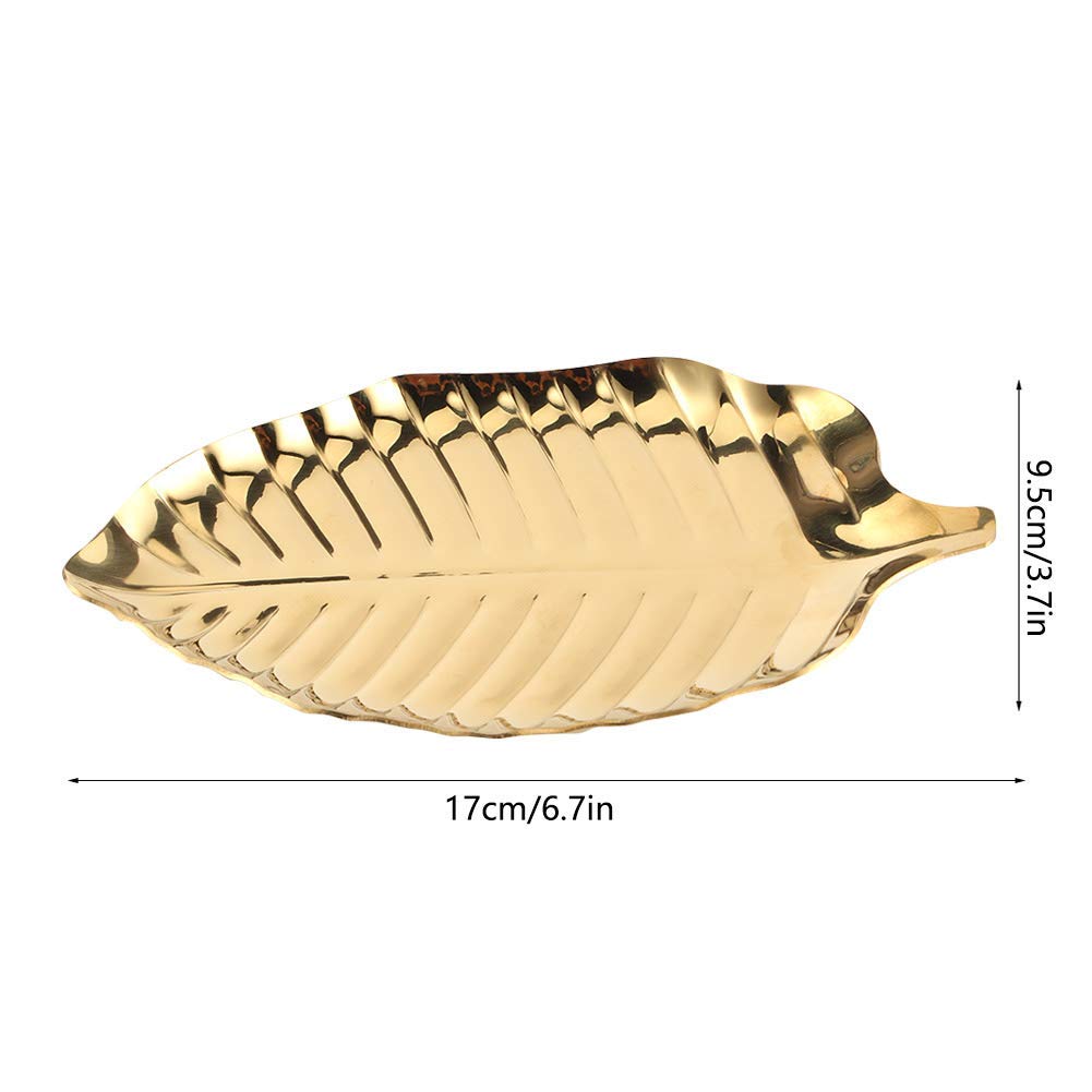Plateau Bijoux Forme Feuille Or – Inox, Vide-poche Clés, Rangement Cosmétiques, Déco Salon