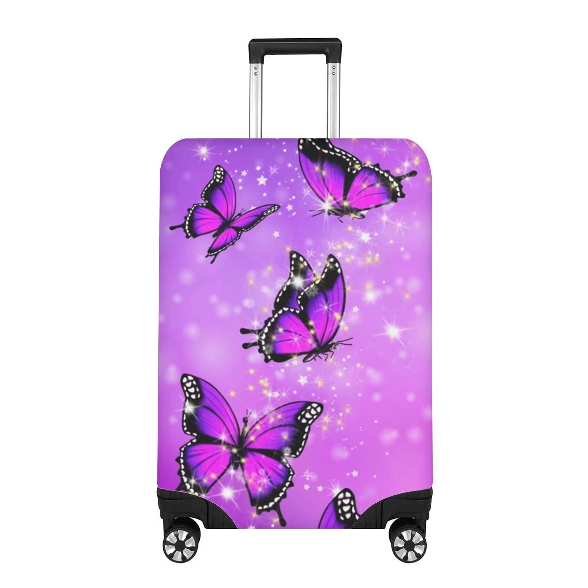 BIGCARJOB Purple Butterflies Luggage Cover for Women Girls,Cute Travel Suitcase Protector Washable Anti-scratch Suitcase Covers,Fit 26-28inch