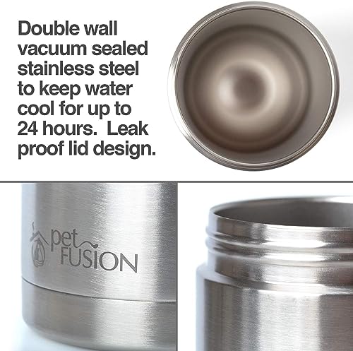 Petfusion Portable Dog Water Bottle&Dog Water Bottle Dispenser (New-Large 22Oz Dispenser) Insulated 2 Wall Stainless Steel- Optimal Cool Water Temp-Perfect Pet Water Bottle&Dog Travel Water Bottle #TOP4