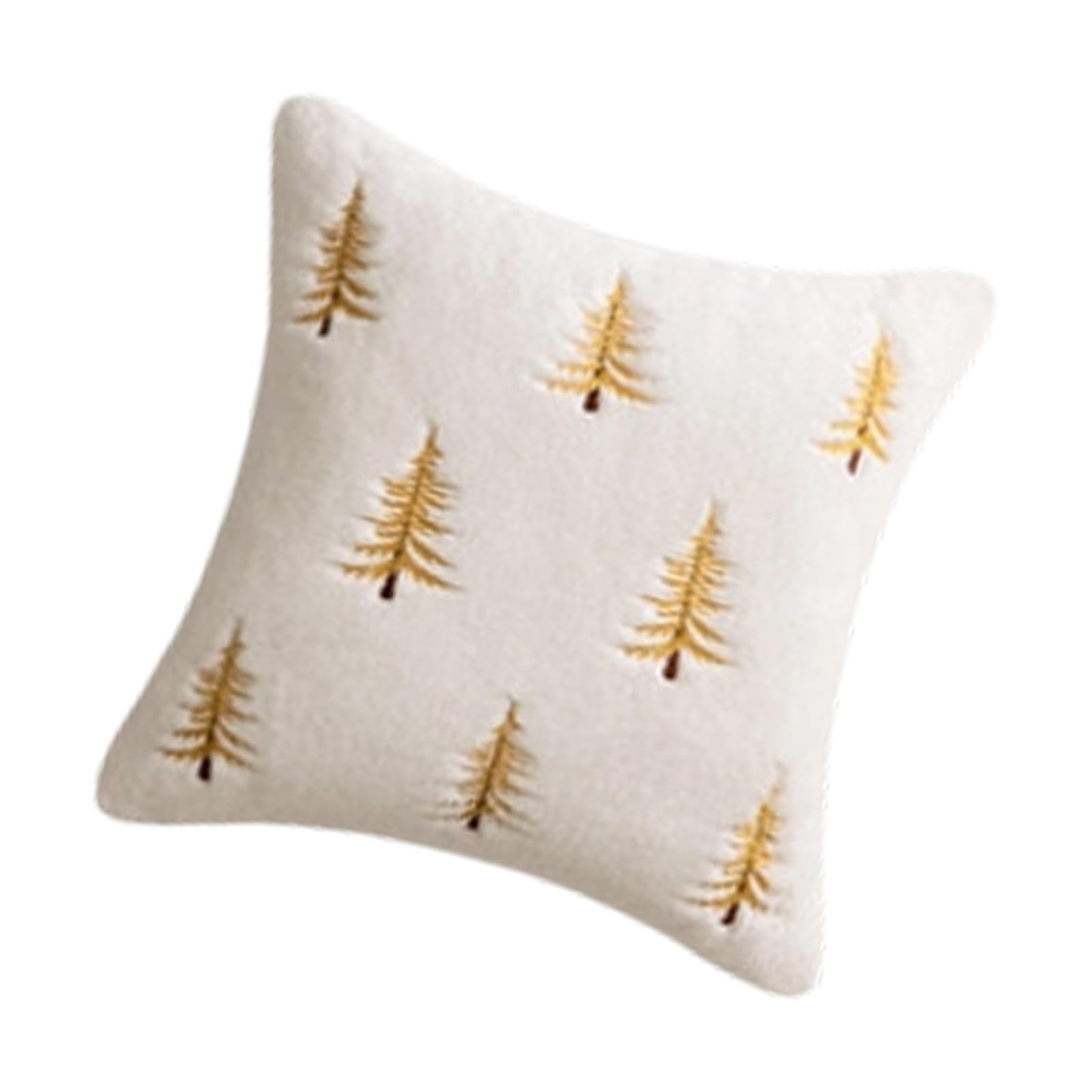 Oxxggkao Festives Christmas Tree Embroidery Faux Furs Pillowcase Multipurpose Sofa Square Cushion Cover Bedroom Decoration Embroidered Christmas Faux Furs Pillow Case