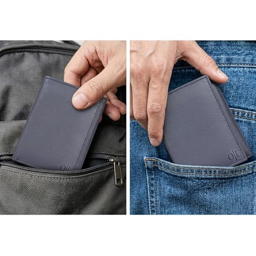 Image of Tri fold Leather Wallet for Men with RFID | Slim Wallets for Men with 1 ID and 6 Credit card slots | Front Pocket Minimalist