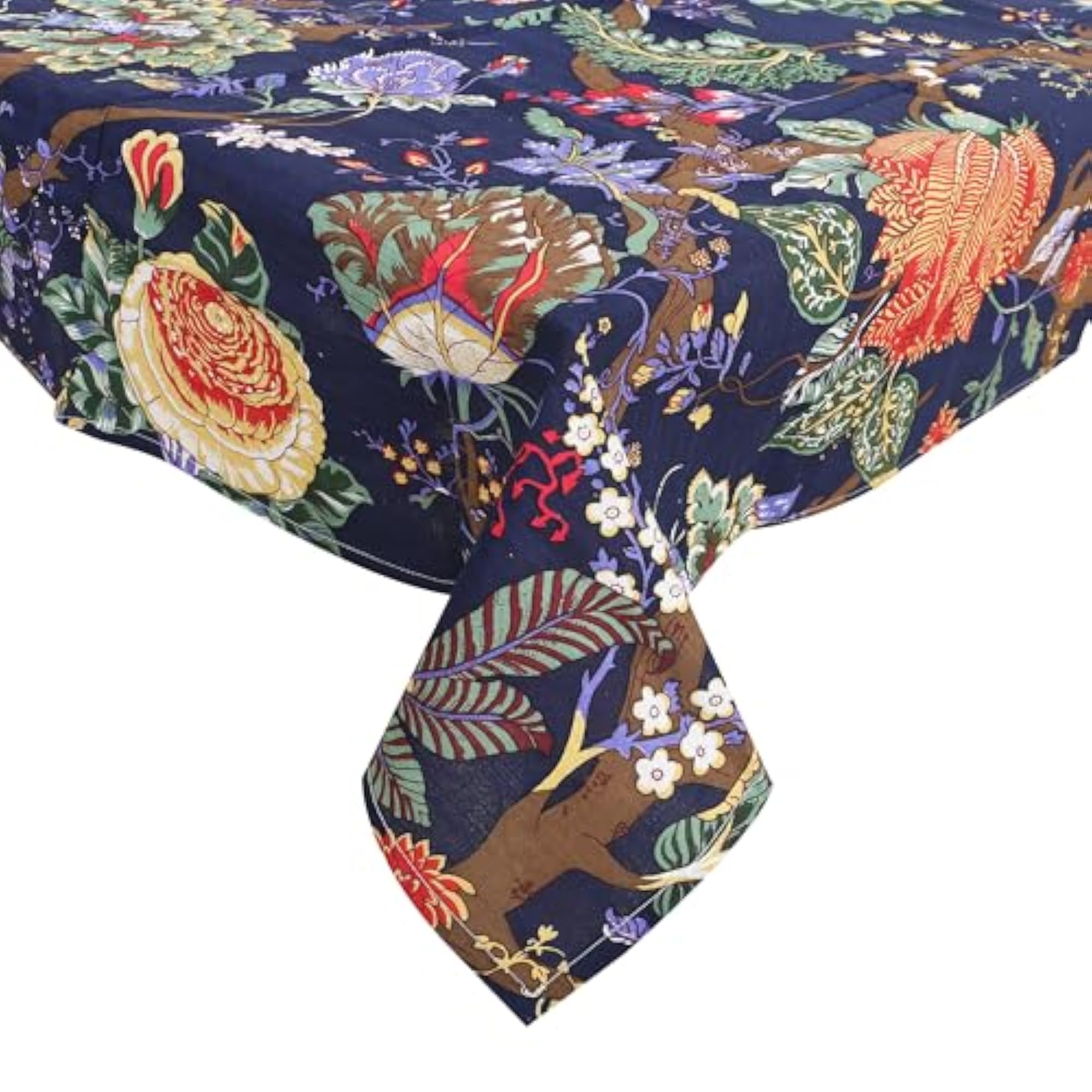 Pure Cotton Printed Table Cover, Dark Blue, 40x40 Inches