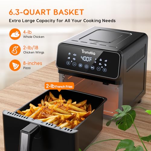 Trundlia 8in1 Air fryer 6.3Quart Metal Smart Combo Oven 1500W Air