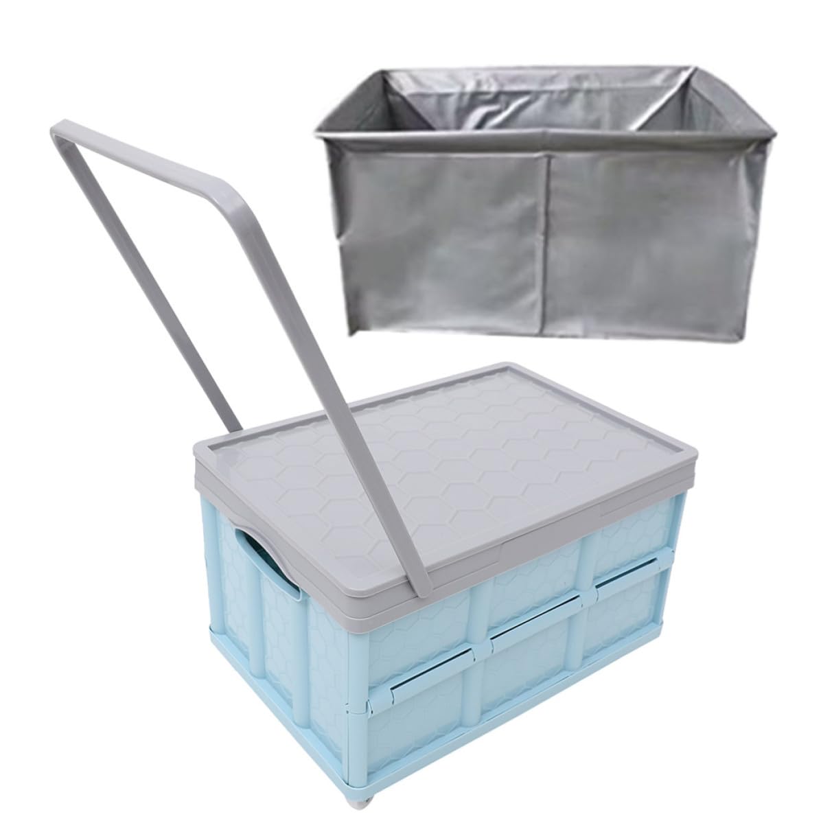 Contenitore Pieghevole con Ruote per Studenti, Blu, Plastica PP