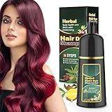 Tanfeine Wine Red Shampoo Natural Red Hair Shampoo Herbal Hair Color Shampoo 3 in 1 for Women Men Home Salon Wine Red Hair Dye Shampoo for Gray Hair Coverage 16.9Fl Oz (Red Wine)