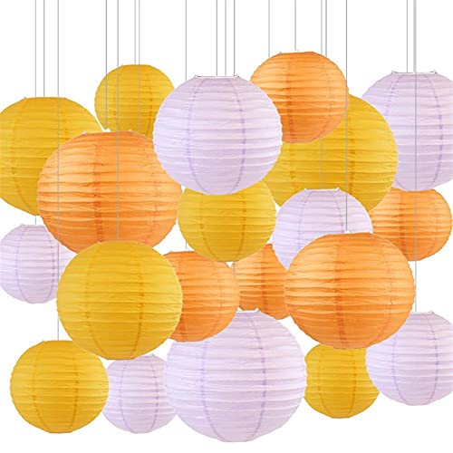 Chinesische Laternendekorationen 20 stücke 6"-12" gelblicht lila orange Papier Laterne chinesische gemischte größe Farbe chinesische lampion für Hochzeit Party hängen dekor Cover