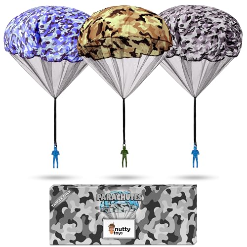 NUTTY TOYS Army Parachute Toys for Kids - Tangle Free