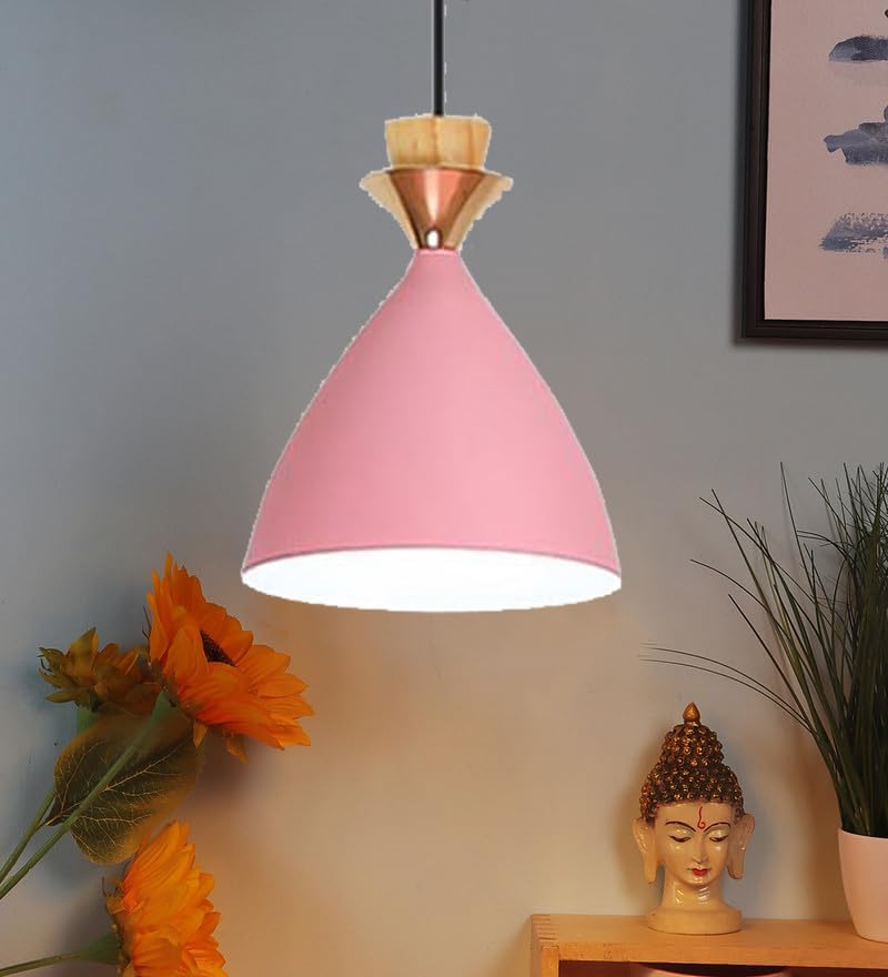 Image of GreyWings Modern Pink Dome Hanging Pendant Light for Ceiling, Aluminium, Antique Decor, E-27 Holder, Bulb is not Included,Pack of 2.