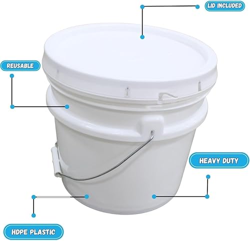 Miniatura 4 de Cubo y tapa de 3.5 galones, cubo multiusos duradero de 90 mil, fabricado en los Estados Unidos, grado alimenticio, no contiene plástico BPA,