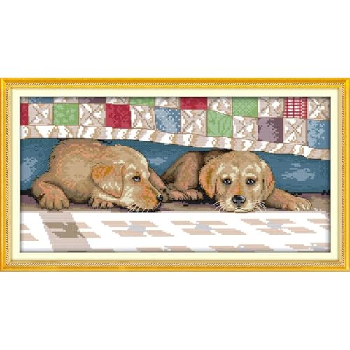 JOYSEWING Golden Retrievers Patterns Counted Cross Stitch for Adult Stamped