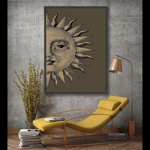 Tableau vintage soleil impression sur toile bohème 70x100cm