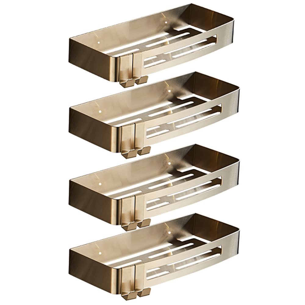 LUUYYI Multifunctional Corner Shower Caddy Bathroom Shelf Nordic Brushedd Organizer Floating Shelves Wall Mounted Shower Rack Kitchen Shelves