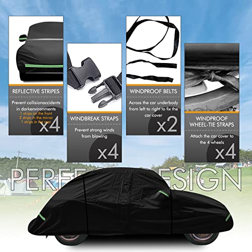 Image of for VW 1960-1980 Volkswagen Beetle Bug Sedan 2-Door Saloon Car Covers 210D Outdoor Waterproof UV, Custom-fit Protective Full Covers with Cotton Layer, Zipper Door, Reflective Strip, Storage Bag