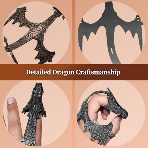 Jewssi Leather Hand Dragon Bracelet, Adjustable Cosplay Hand Cuff Bracelets for Men Women, Cosplay Wrap Gift4