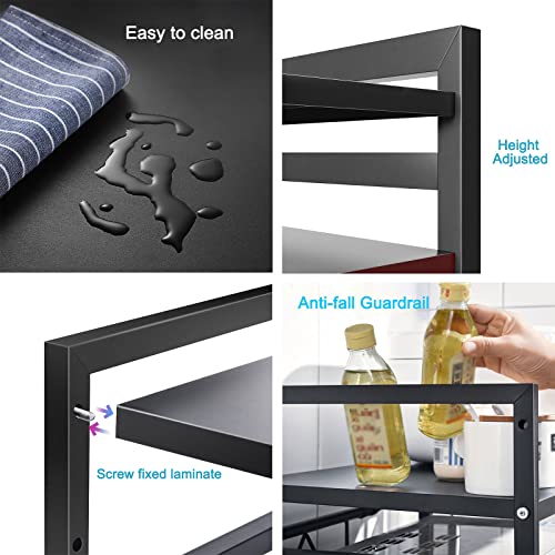Support Four à Micro-Ondes Extensible en Acier au Carbone Noir Robuste