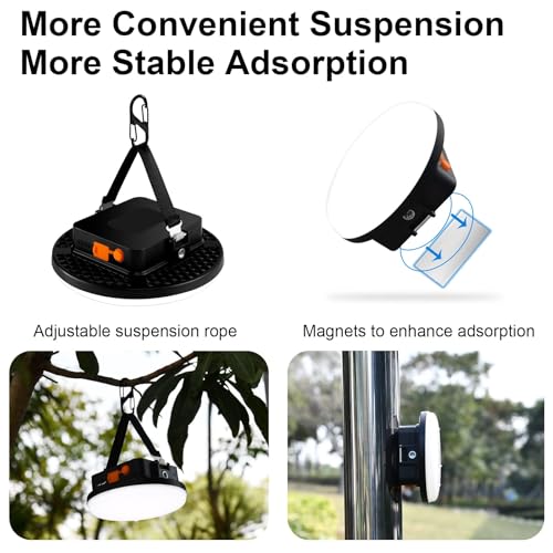 Image of 10000mAh 4000LM Flashlight Portable LED Camping Lantern Rechargeable Light 30W with Digital Power Display and Magnet , IPX5 Waterproof Tent Lights Power Failure Emergency Light