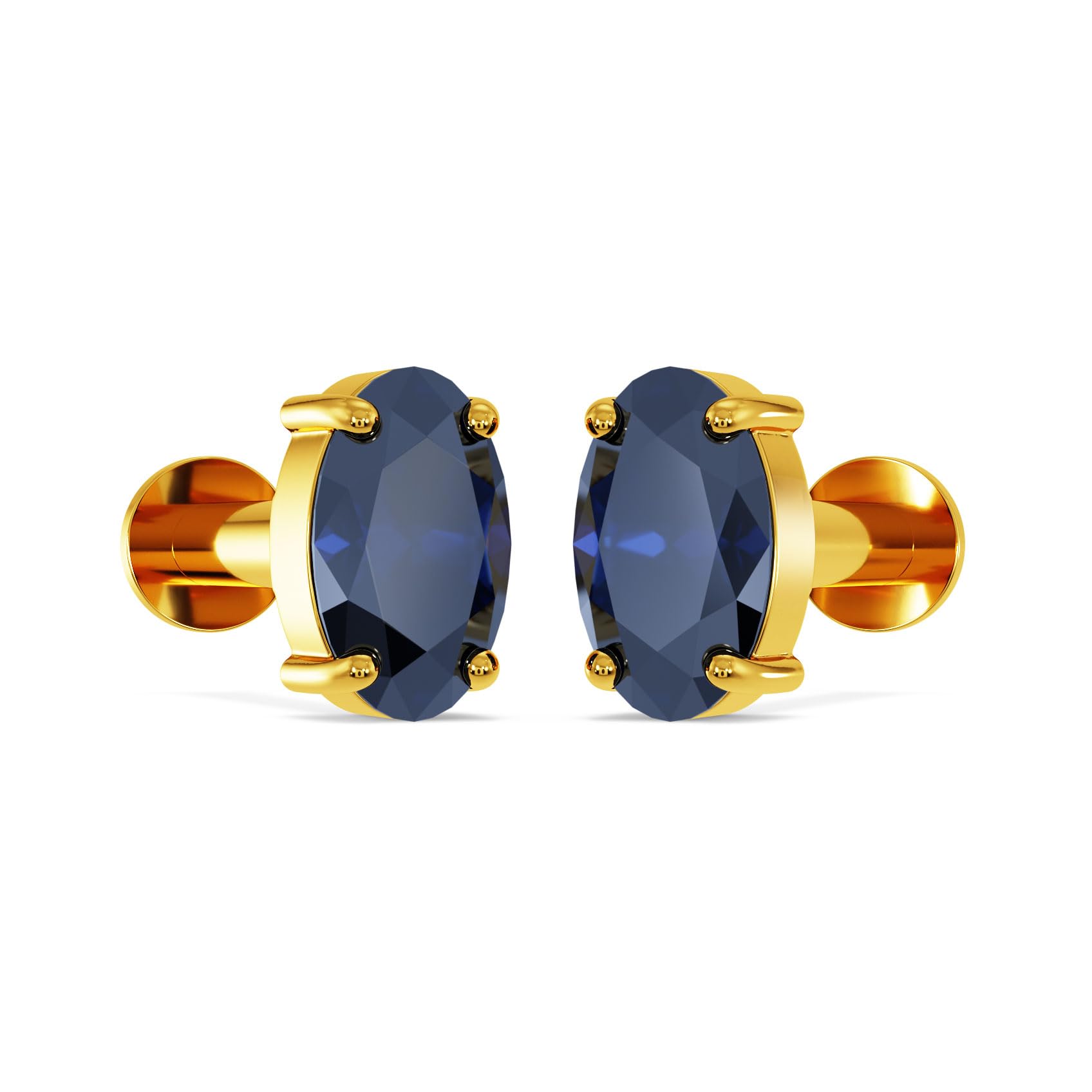 22 KT Purity | HUID & BIS Hallmark | Azure Noir Oval Gold Earrings For Women-image-1