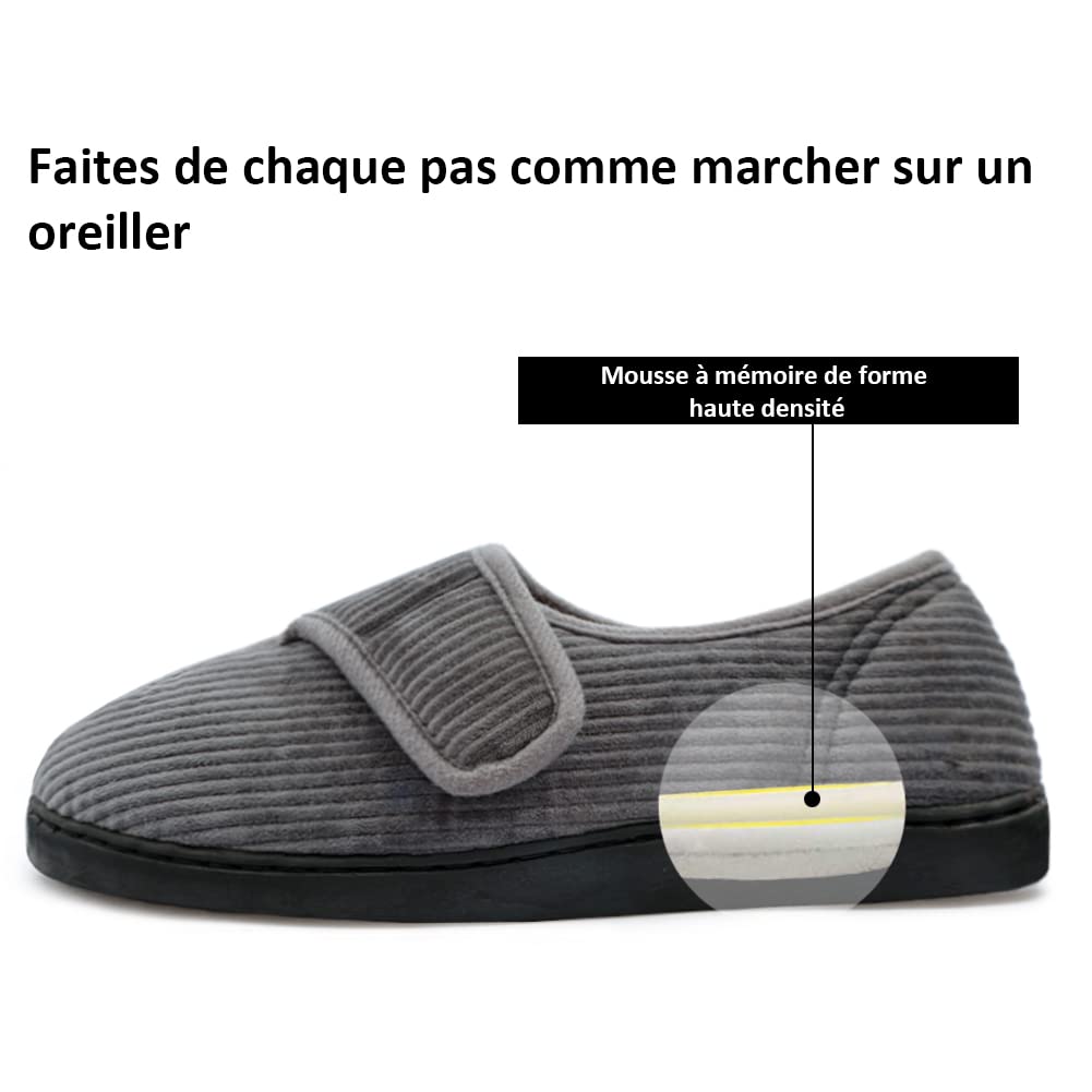 Git-up Chaussons Homme en Mousse à Mémoire Hiver Chaud Chaussures Intérieur Extérieur Semelle en Caoutchouc Antidérapante Maison Pantoufles