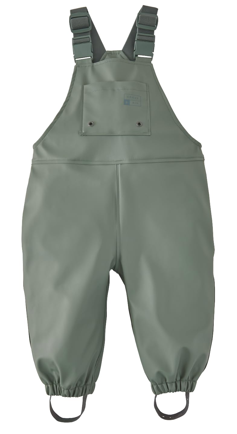 Grass & Air Kids Rain Dungarees, Khaki PU Rain Over Trousers, Waterproof Bib Pants (UK, Age, 2 Years, 3 Years, Khaki)