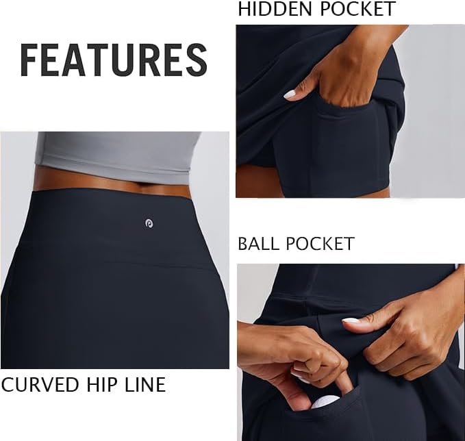 PINSPARK Golf Skirts for Women High Waisted Tennis Skirt with 2 Pockets UPF 50+ Stretch Athletic Skirt for Pickleball Workout - Image 4
