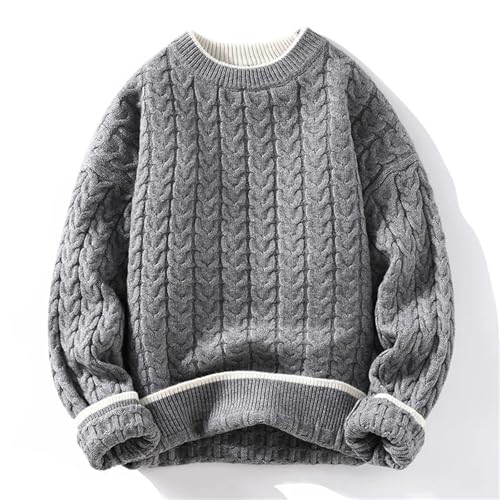 Men's Thickened Warm Sweater Round Neck Knitted Pullover Loose Casual Couple Pullover4