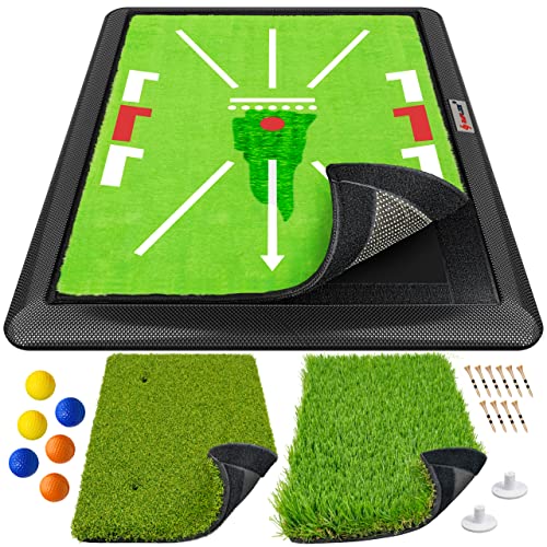 SAPLIZE Alfombrilla de golf reemplazable 3 en 1 con base resistente, 33 x 43 cm (alfombrilla de impacto/calle/áspera) para golpear, astillar, poner y rastrear la alfombrilla de práctica de golf Cover