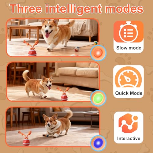 Interaktives Hundespielzeug, Interaktiver Spielball für Hunde, Hundespielzeug Unzerstörbar, Elektrisch Hundespielzeug Ball mit Fernbedienung, 3 Spielmodi, Hundespielzeug Ball für Katzen (orange1)