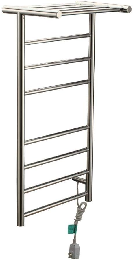 Electric Towel Rack, Wall Mounted Towel Warmer with Top Shelf in Brushed Nickel Heated Towel Rack for Bathroom, Stainless Steel Electric Towel Warmer