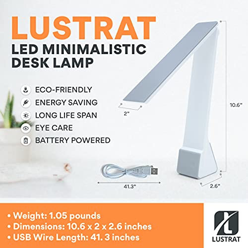 Lustrat Led Desk Lamp - Minimalistic Office Desk Lamp - Rechargeable Lamp With Bed, Study, And Work Desk Light Modes - Portable Table Desk Lamp For Back To School And Work From Home Set-Up - Silver #TOP7
