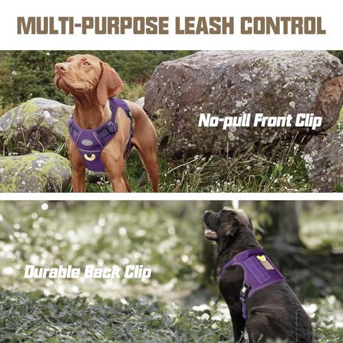 Image of AUROTH Tactical Dog Harness for Large Dogs - Purple, No Pull, Adjustable, Reflective, Molle System for Gear Carrying