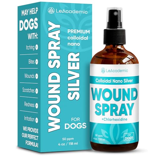Dog Wound Care Spray is Better with Dog Cone | Nano Silver + Chlorhexidine Solution for Scratches, Bites, Redness, Irritation, and Sutures After Surgery | 4 Oz