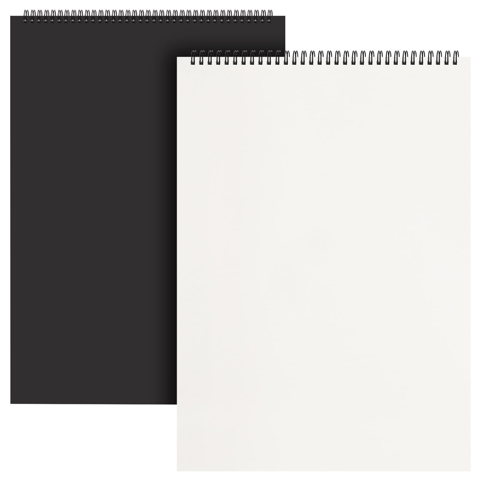 LEXININ 2 Pcs A3 Spiral Bound Sketchbook, 30 Sheets/60 Pages Landscape Drawing Pad, 160gsm Black Hardback Sketch Pad for Sketching, Portrait