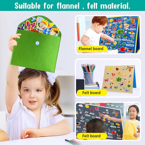 PENGFULL Felt Flannel Board Story Pieces for Toddlers Preschool,Kids Interactive Storytelling Teaching Play Kits for Flannel Board,with Words Felt Pieces(Insect Butterfly)
