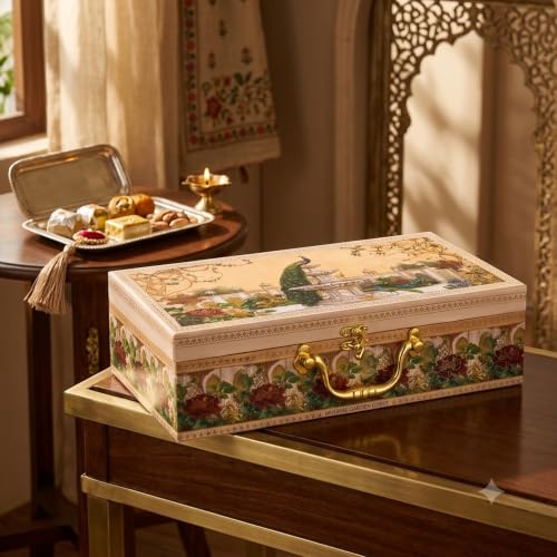 Image of Brijbooti Dry Fruits Gift Pack 510g | Premium Dry Fruits Gift Box | Almonds & Cashew Mix, Khajoor & Mix Berries | Diwali Gift Hamper | Diwali Gifts for Employees | Corporate & Festive Gift | 3 Jar Pack | Premium Peacock Design Suitcase