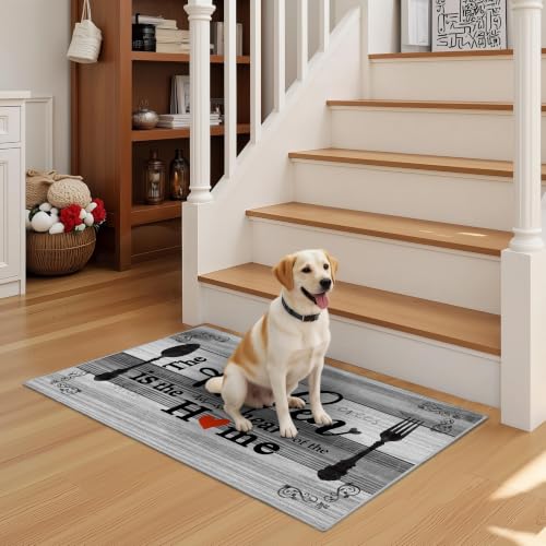 Non Slip Kitchen Mats for Floor Washable Kitchen Rugs 3 Piece, Neutral Grey by Tritard - Used condition - Image 9
