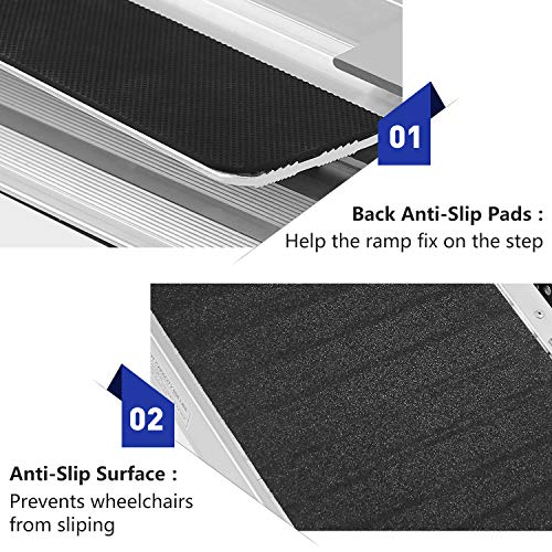 ORFORD Non Skid Wheelchair Ramp 4FT, Utility Mobility Access Threshold Ramp for Home Steps Stairs Doorways Scooter - Thumbnail 5