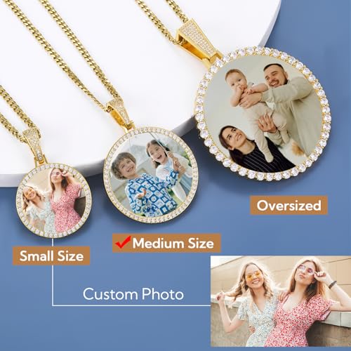 YIMERAIRE Custom Necklace Picture Medium Pendant Necklace Iced Out Picture Chain for Men Personalized Photo Necklaces for Women4
