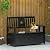 Outsunny Outdoor Wooden Storage Bench Deck Box, Wood Patio Furniture, 43 Gallon Pool Storage Bin Container with Backrest and Armrests, Interior Cloth Bag, Star Motif, Black