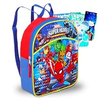 Marvel Super Hero Adventures Mini Backpack ~ 3 Pc Bundle With 11\" Avengers Superhero School Bag For Boys, Kids, Spiderman Coloring Pack And More | Marvel School Supplies