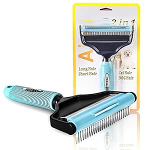 OOTO Pet Grooming Brush, 2 in 1 Dual Head Dog Deshedding Tool, Effectively Reduce Shedding by up to 95% for Dogs and…