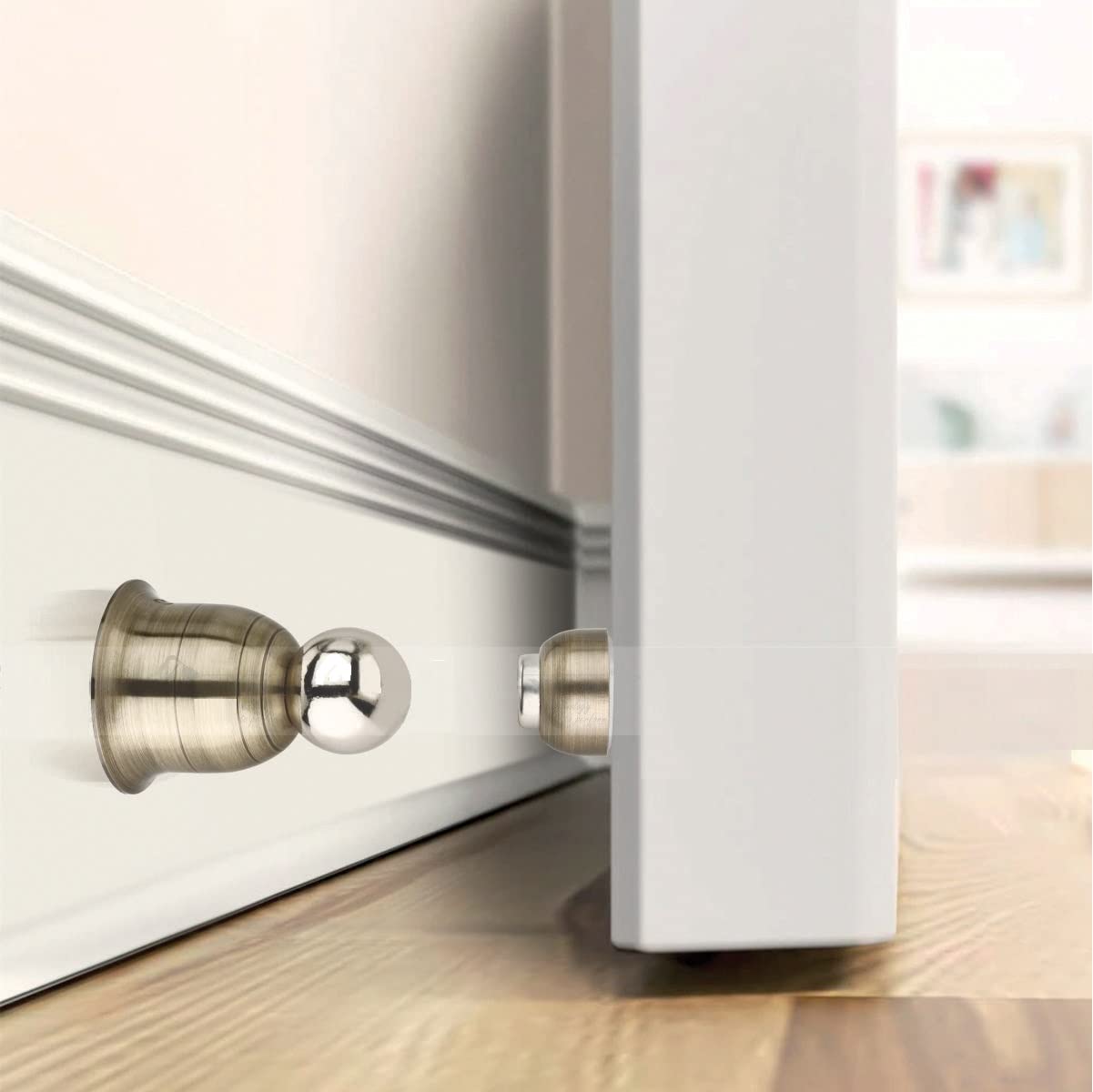 4-YOU Antique Finish 3 Inches Magnetic Door Stopper/Blocker with Screws | Heavy Duty Stainless Steel Door Stopper for Home & Office (Pack of 10)