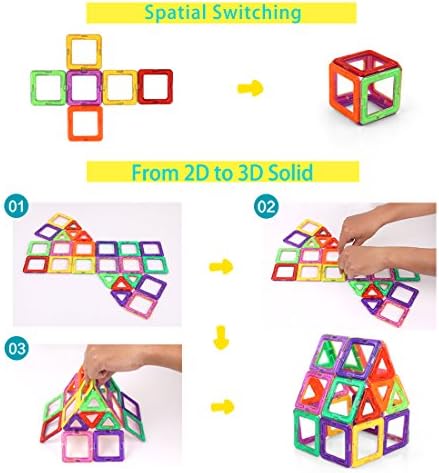 Veluoess 112 Pieces Magnetic Building Blocks Set, Construction Magnetic Tiles Toy for Boys and Girls 3D Building Toy Set Creativity STEM Educational Toy Idear Gift for Kids 3+