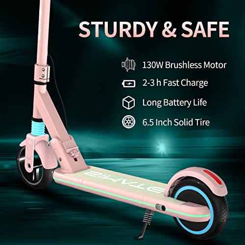 Simate Electric Scooter For Kids Ages 6-12, Foldable E-Scooter With Led Display For Kids Ages 5 And Up, 6.5" Solid Rubber Wheels, Boys Girls Gifts #TOP5