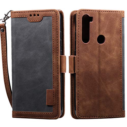 Miagon Retro Wallet Case for Xiaomi Redmi Note 8,PU Leather Folio Flip Wallet Stand with Card Slots Magnetic Closure Soft TPU Inner Cover,Gray Brown