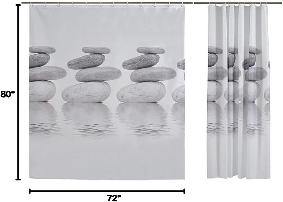 Grey Shower Curtains Zen Stacked Stones 80 x 72