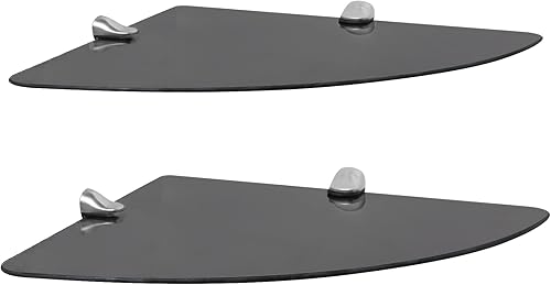 suptek Estante flotante de esquina montado en la pared con gafas templadas reforzadas negras