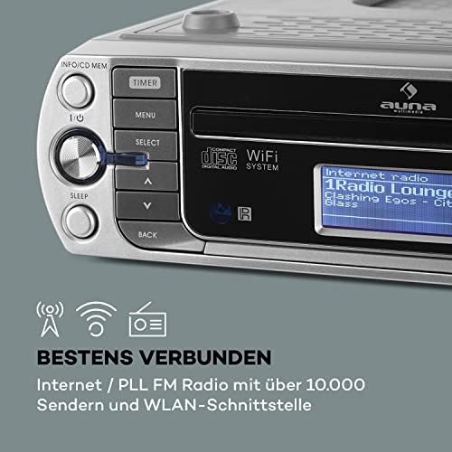 auna KR-500 CD Internetradio Unterbau-Radio (Internet Radio, CD/MP3-Player, WiFi, AUX, USB, Spotify Connect, Network-Streaming, LCD-Display, Bedienung per App und Fernbedienung) grausilber – Bild 5