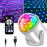 Sound Activated Party Light LED Projector, 2 in 1 Water Wave + Disco Ball Light USB 7 Color RGB Stage Dance Strobe Lamp with Remote Control, Dj Lighting for Parties Kids Birthday Christmas Wedding